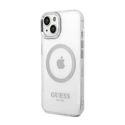 Guess Metal Outline MagSafe – dėklas iPhone 14 Plus (skaidrus)
