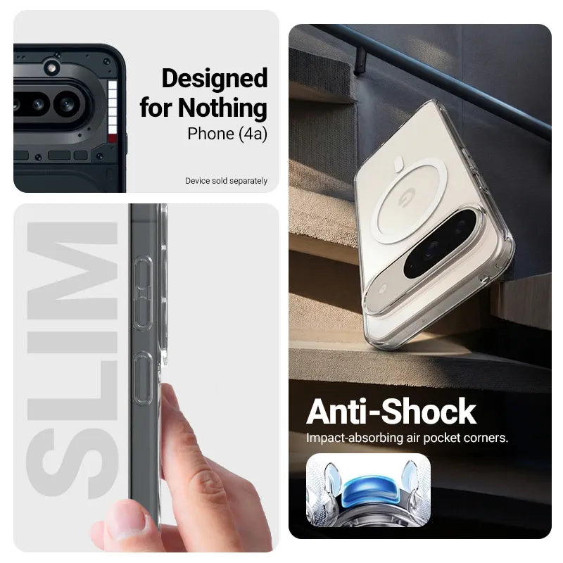 Crong Hybrid Clear Magnetic – MagSafe dėklas, skirtas Nothing Phone 4a (skaidrus)