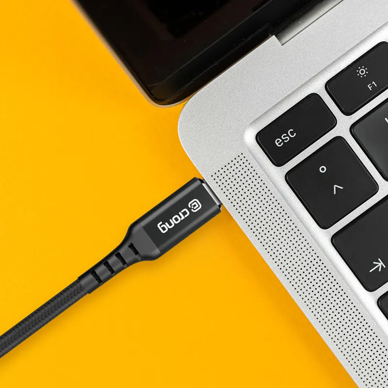 Crong Armor Link – 60W PD 3A USB-A į USB-C laidas 25 cm (juodas)