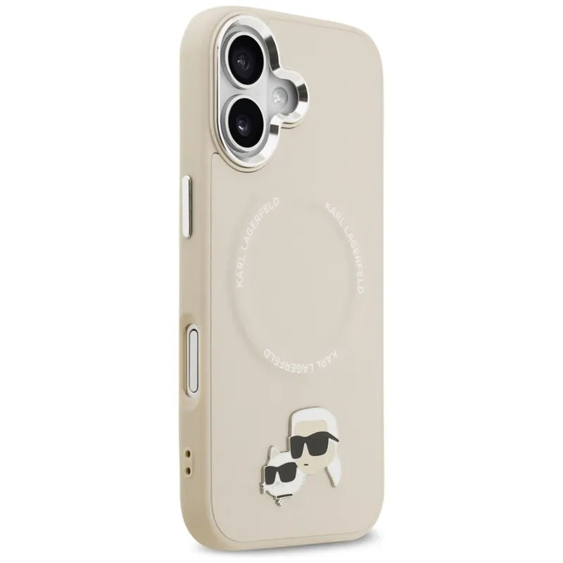 Karl Lagerfeld Karl & Choupette Pins MagSafe – Dėklas, skirtas iPhone 17 (smėlio spalvos)