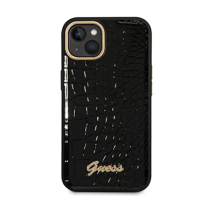 Guess Croco Collection – dėklas iPhone 14 Plus (juodas)