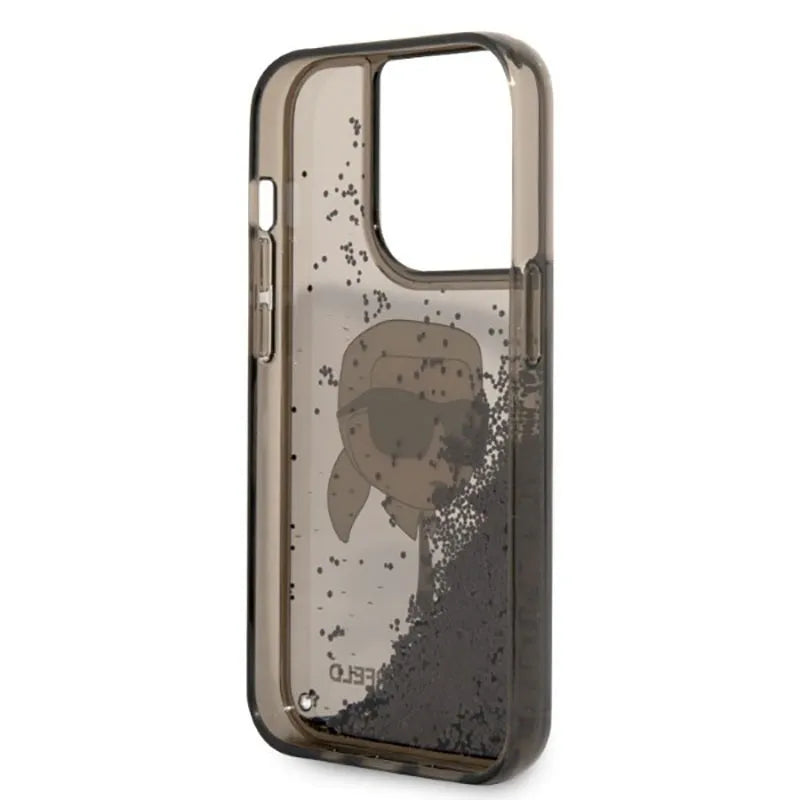 Karl Lagerfeld Liquid Glitter NFT Karl's Head – dėklas iPhone 14 Pro (juodas)