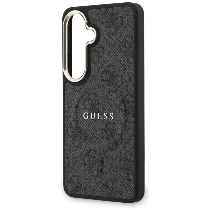 Guess 4G Embossed Ring MagSafe – Samsung Galaxy S26 dėklas (juodas)