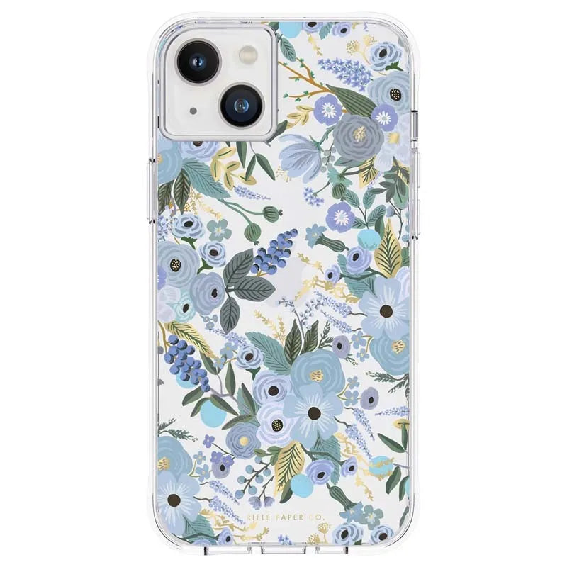 Rifle Paper Clear – dėklas iPhone 14 Plus (Garden Party Blue)