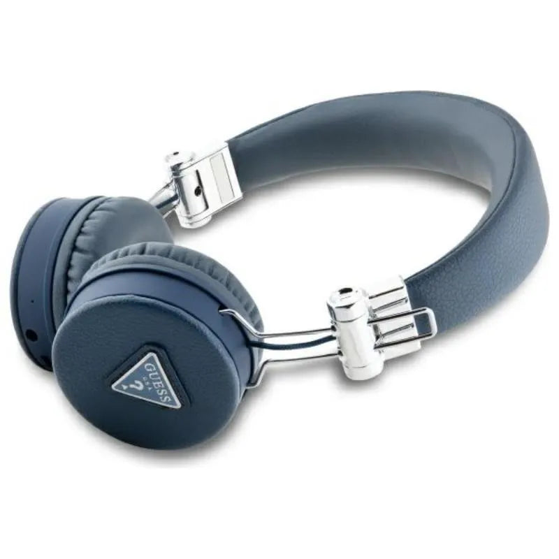 Guess Grained Classic Round Shape – belaidės ant ausų dedamos „Bluetooth“ ausinės su ENC (mėlynos)