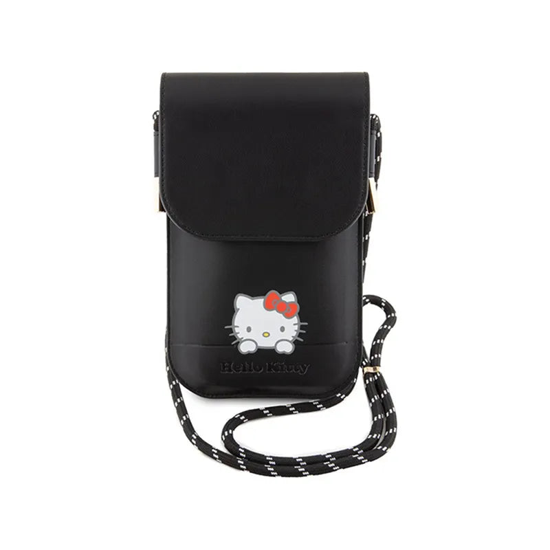 Hello Kitty Leather Daydreaming Cord – telefono krepšys su dirželiu (juodas)