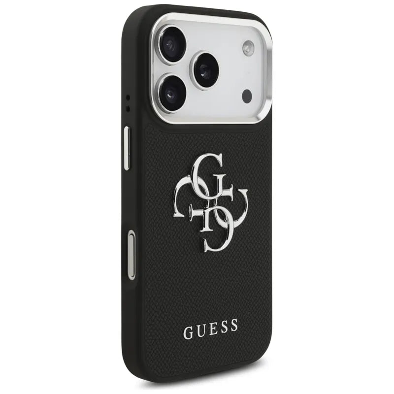 Guess Grained Big 4G Classic Logo – dėklas iPhone 17 Pro (juodas)