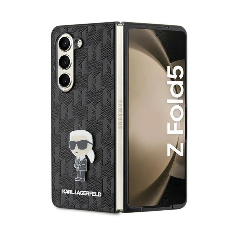 Karl Lagerfeld NFT Saffiano Monogram Ikonik Pin – dėklas Samsung Galaxy Z Fold 5 (juodas)