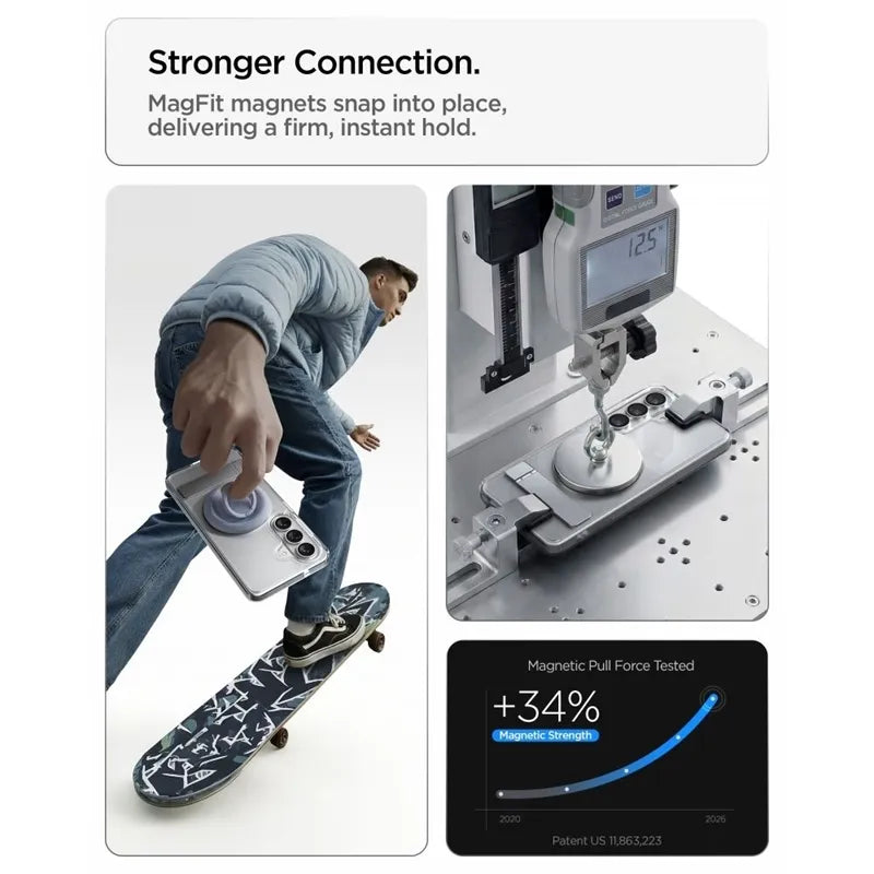 Spigen Ultra Hybrid S Mag MagSafe – dėklas Samsung Galaxy S26 (skaidrus/baltas)