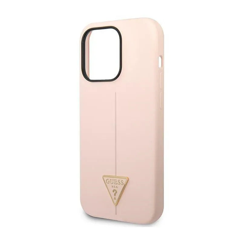 „Guess Silicone Triangle Logo“ – dėklas „iPhone 14 Pro“ telefonui (rožinis)