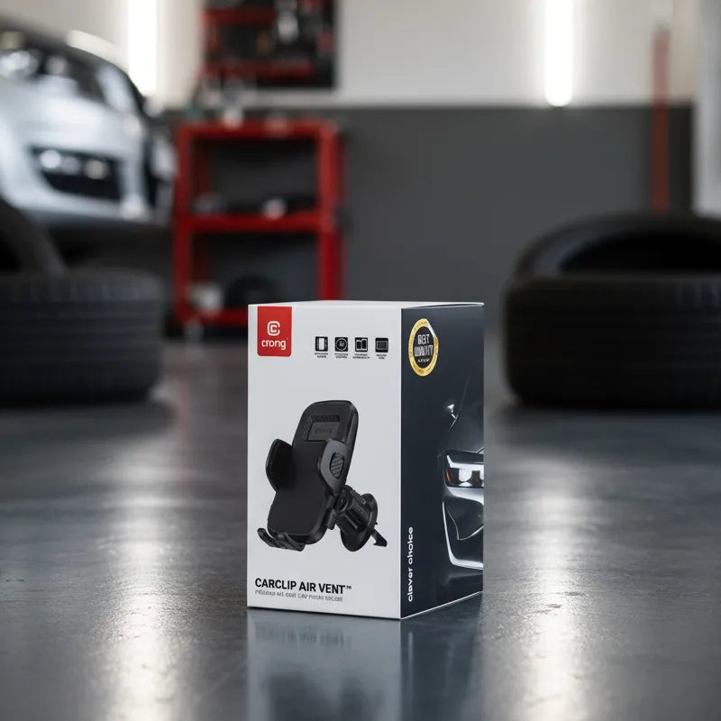 Crong Carclip Air Vent – universalus automobilinis telefono laikiklis į ventiliacijos groteles (juodas)