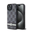 DKNY Leather Checkered Mono Pattern & Printed Stripes – iPhone 15 Plus / 14 Plus dėklas (juodas)