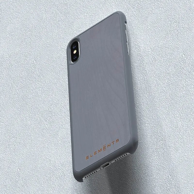 Nordic Elements Original Gefion – dėklas iPhone Xs Max su tikro klevo medžio elementais (Mid Grey)