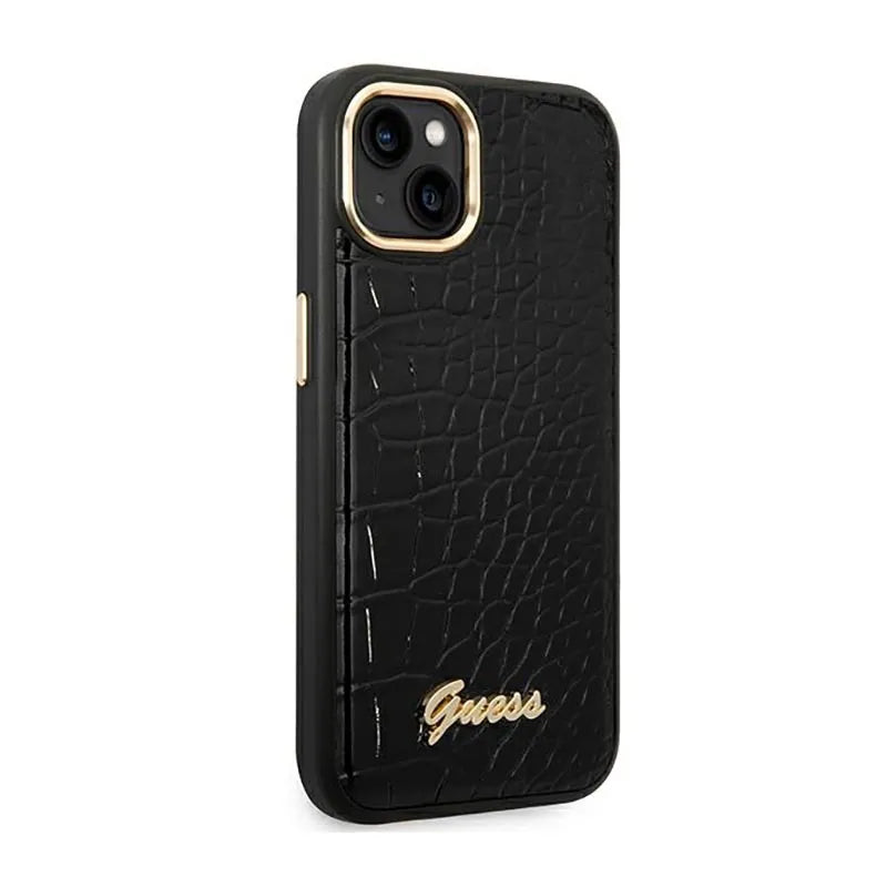 Guess Croco Collection – dėklas iPhone 14 Plus (juodas)