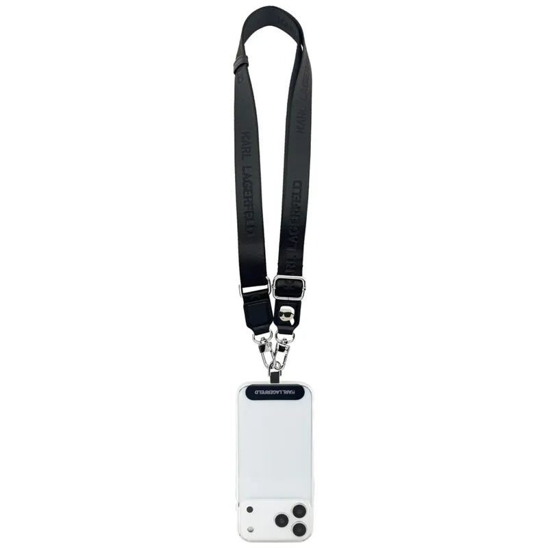 Karl Lagerfeld Universal Crossbody Strap Tether Patch Karl Metal Logo – Universalus telefono dirželis / virvelė (juodas)