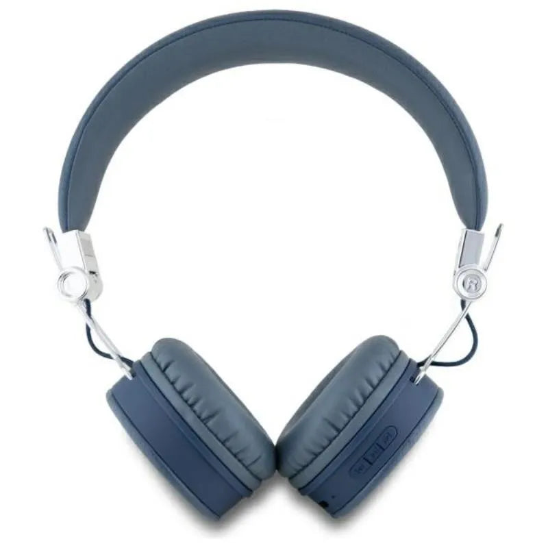 Guess Grained Classic Round Shape – belaidės ant ausų dedamos „Bluetooth“ ausinės su ENC (mėlynos)