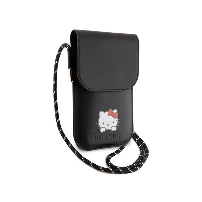 Hello Kitty Leather Daydreaming Cord – telefono krepšys su dirželiu (juodas)