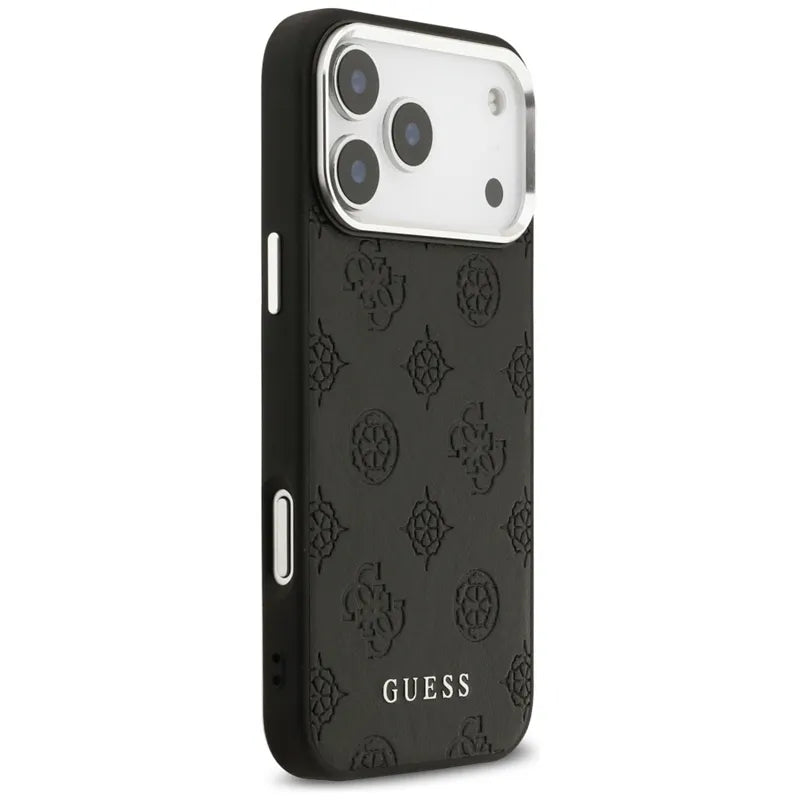 Guess Peony Hot Stamp Script MagSafe – dėklas iPhone 17 Pro Max (juodas)