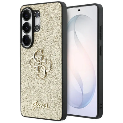 Guess Fixed Glitter Big 4G Metal Logo – Samsung Galaxy S26 Ultra dėklas (auksinis)