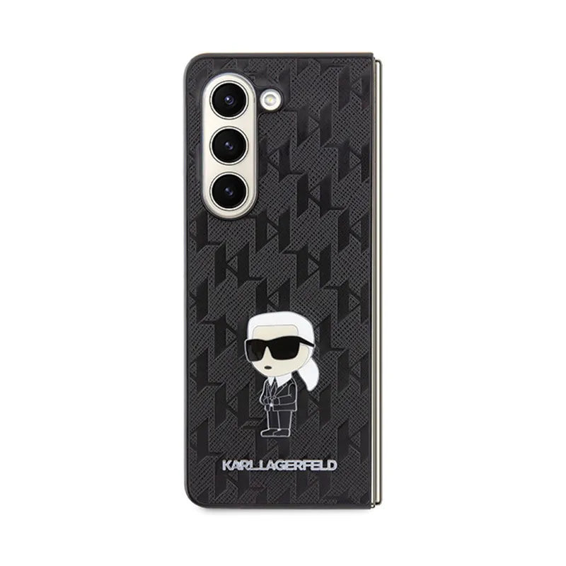 Karl Lagerfeld NFT Saffiano Monogram Ikonik Pin – dėklas Samsung Galaxy Z Fold 5 (juodas)