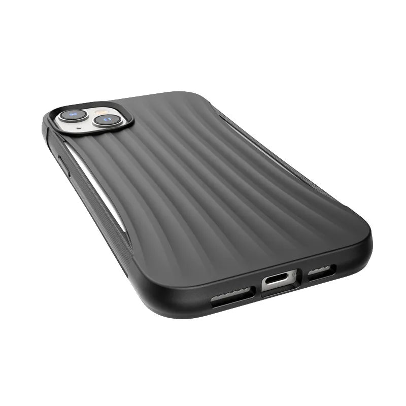 X-Doria Raptic Clutch – Biologiškai skaidus dėklas, skirtas iPhone 14 Plus (atsparus kritimui iš 3 m) (Juodas)