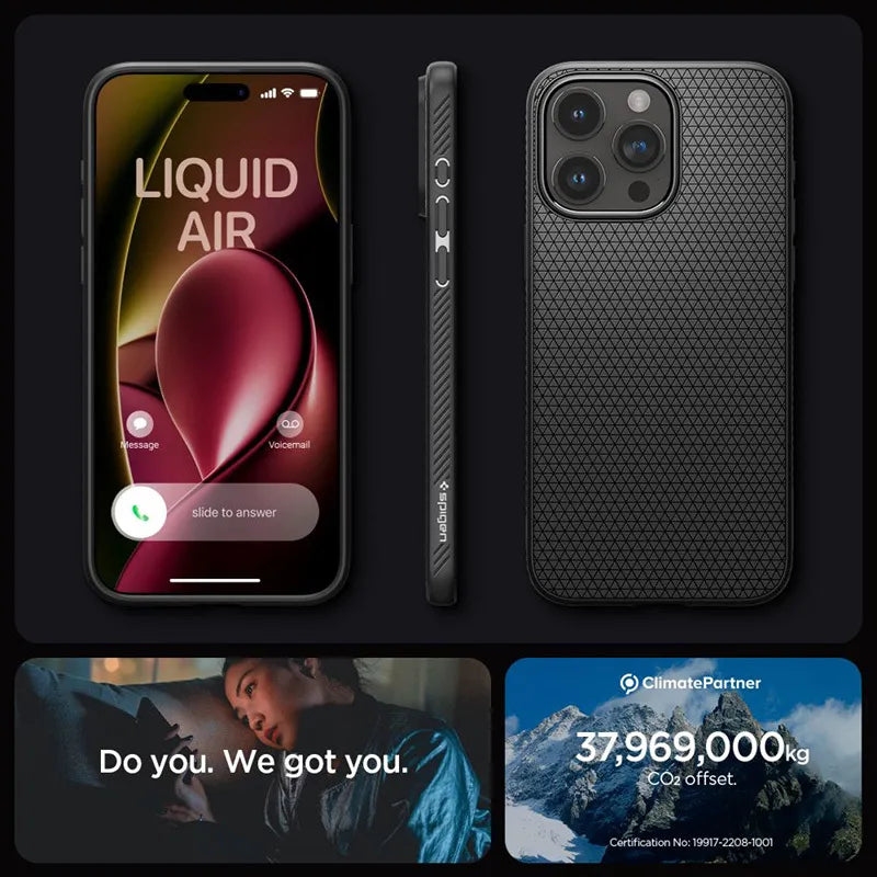Spigen Liquid Air – dėklas, skirtas iPhone 15 Pro (Matte Black)
