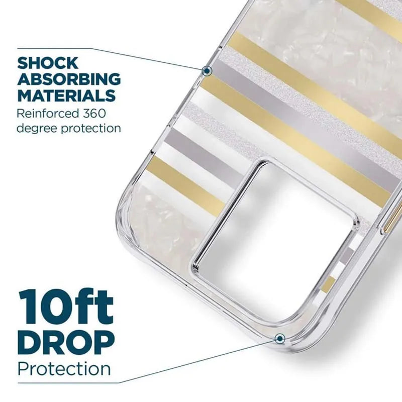 Case-Mate Pearl Stripes MagSafe – perlamutru dekoruotas dėklas, skirtas iPhone 14 Pro Max (Pearl Stripes)