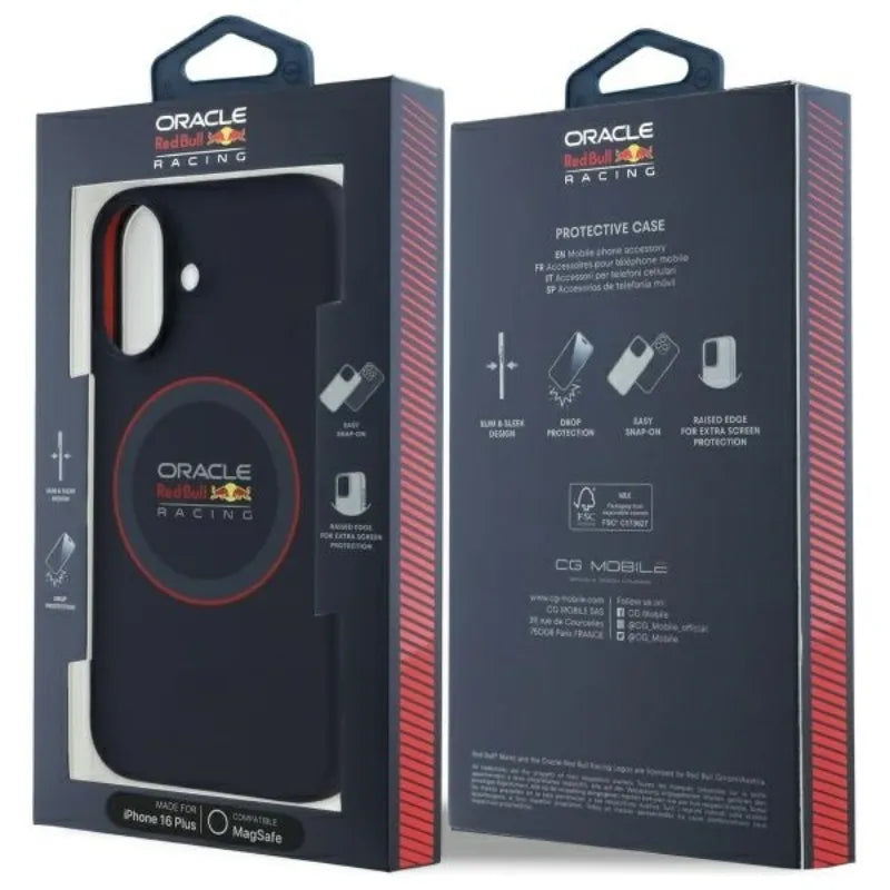 Red Bull Silicone Red Ring MagSafe – iPhone 16 Plus dėklas (tamsiai mėlynas)