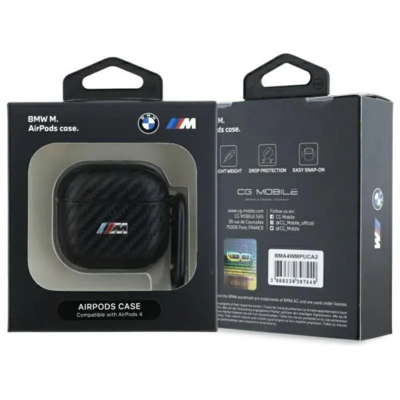 BMW PU Carbon M Collection – dėklas AirPods 4 (juodas)