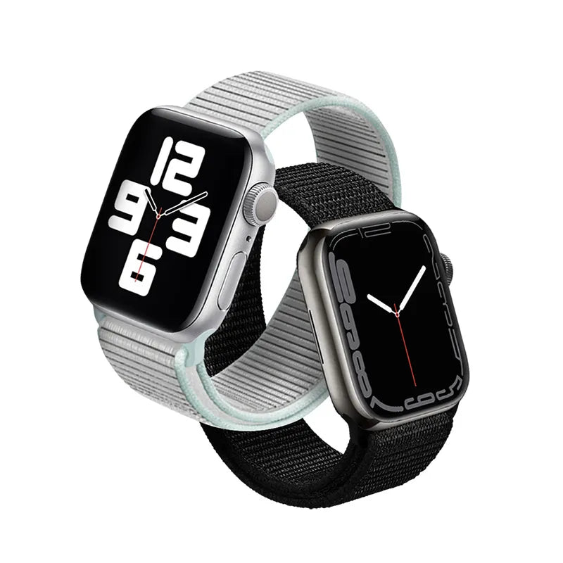 Crong Nylon Reflex – sportinis dirželis, skirtas Apple Watch 44/45/46/49 mm (juodas)