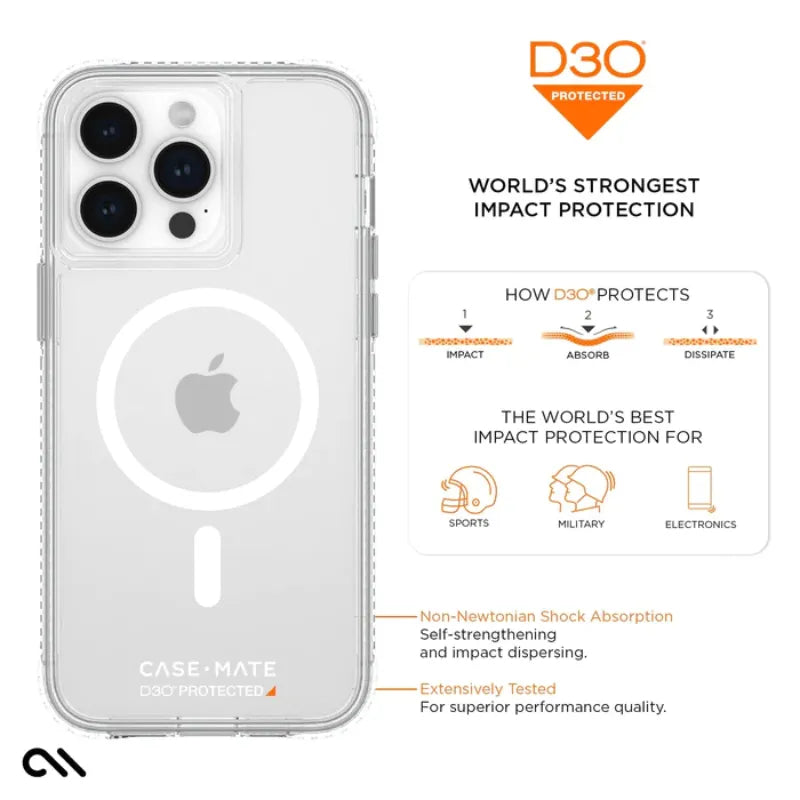 Case-Mate Ultra Tough plus D3O MagSafe – dėklas iPhone 15 Pro Max (skaidrus)