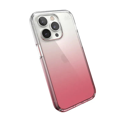 Speck Presidio Perfect-Clear + Ombre – iPhone 14 Pro dėklas su MICROBAN danga (skaidrus / Vintage Rose Fade)
