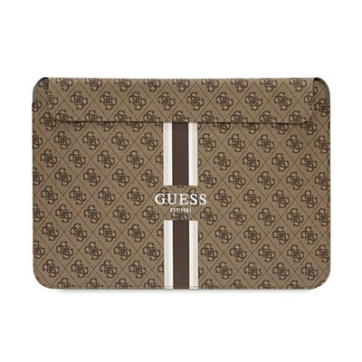 „Guess 4G Printed Stripes“ kompiuterio dėklas – 14" nešiojamojo kompiuterio krepšys (rudas)