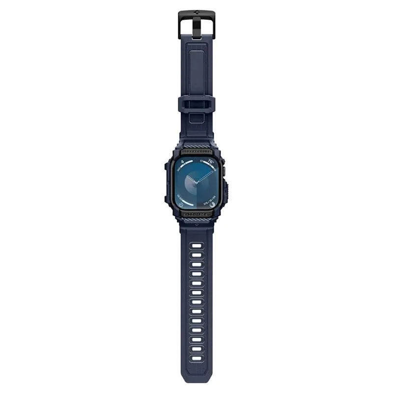 Spigen Rugged Armor Pro – dirželis su dėklu Apple Watch 10 46 mm (tamsiai mėlynas)