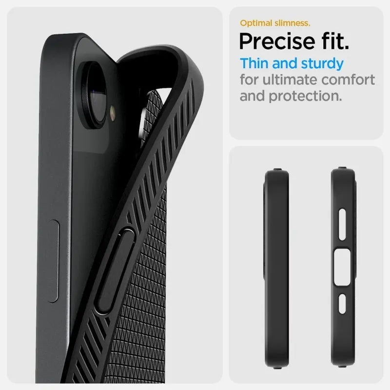 Spigen Liquid Air – dėklas iPhone 17e / 16e (Matte Black)