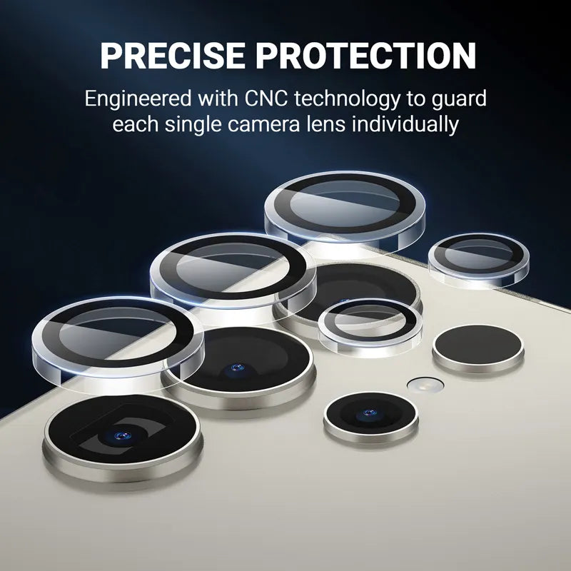 Crong Lens Ring – grūdintas stiklas Samsung Galaxy S24 Ultra kameros lęšiams (skaidrus)