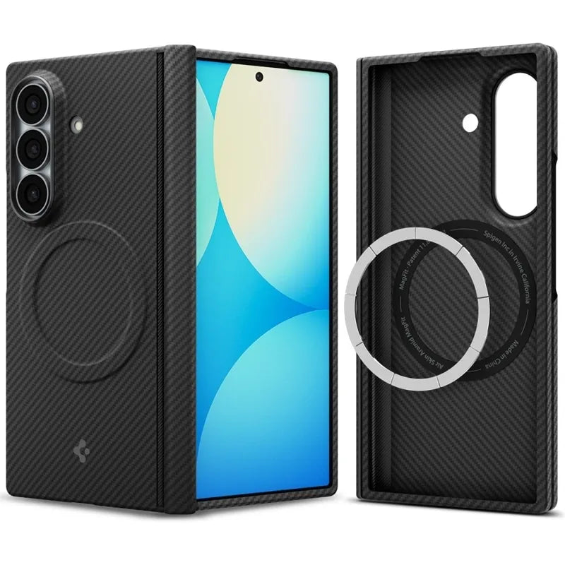 Spigen AirSkin Aramid MagSafe dėklas, skirtas Samsung Galaxy Z Fold 8 Ultra (juodas)