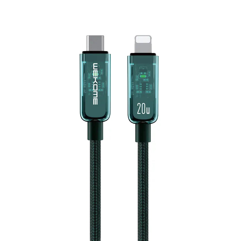 WEKOME WDC-181 Vanguard Series - USB-C į Lightning itin greito įkrovimo PD 20W jungiamasis laidas 1m (Žalias)