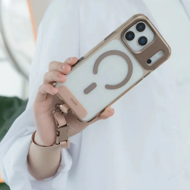 Moshi 2-in-1 riešo ir korpuso dirželis su adapteriu – ekologiškos odos telefono dirželis (samanų žalia)