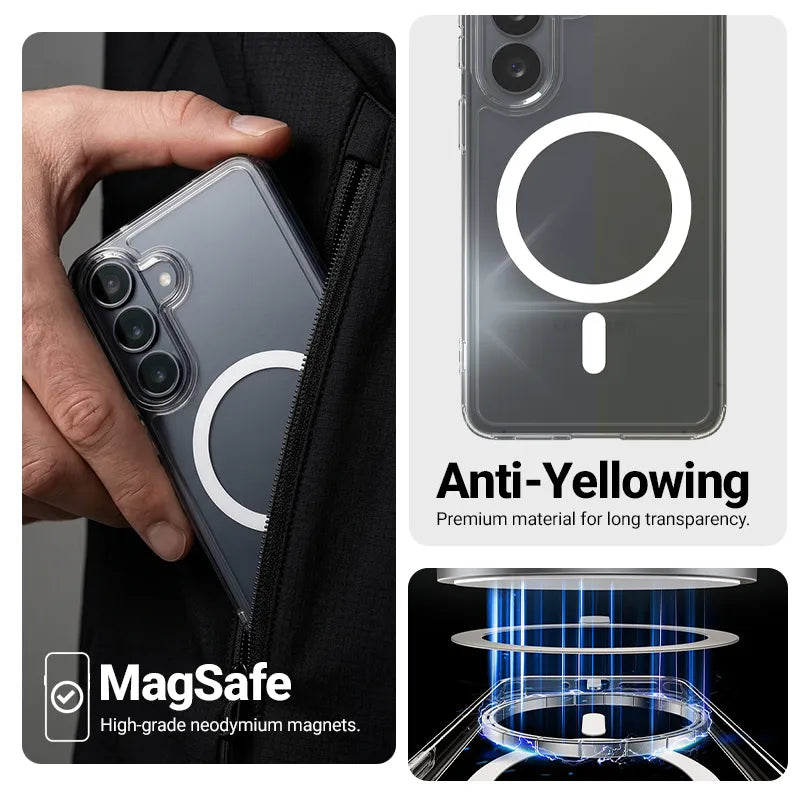 Crong Hybrid Clear Magnetic - MagSafe dėklas Xiaomi Redmi Note 15 Pro (skaidrus)