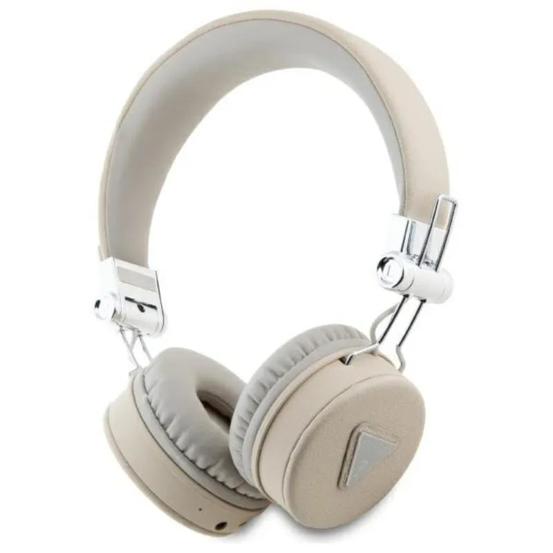 Guess Grained Classic Round Shape – belaidės Bluetooth ENC ausinės (smėlio spalvos)