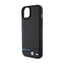 BMW Leather Carbon Blue Line – dėklas iPhone 15 Plus (juodas)