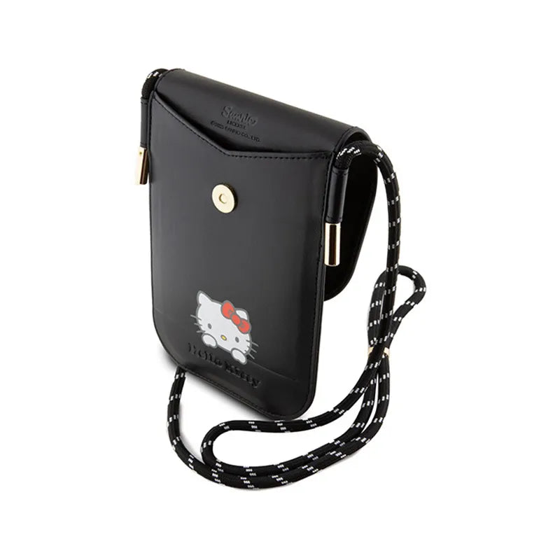 Hello Kitty Leather Daydreaming Cord – telefono krepšys su dirželiu (juodas)