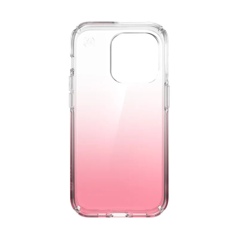 Speck Presidio Perfect-Clear + Ombre – iPhone 14 Pro dėklas su MICROBAN danga (skaidrus / Vintage Rose Fade)