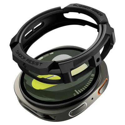 Spigen Rugged Armor – Dėklas Samsung Galaxy Watch 8 44 mm (Matine juoda)