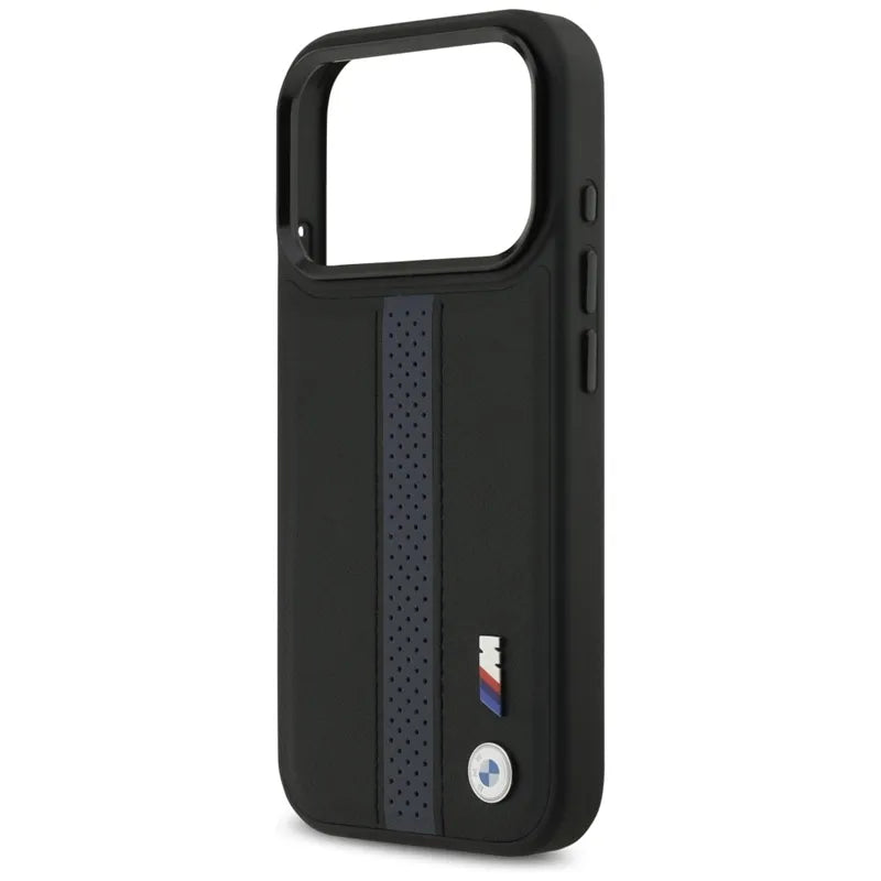 BMW M Perforated Stripe Logo MagSafe – Dėklas iPhone 17 Pro (mėlynas)