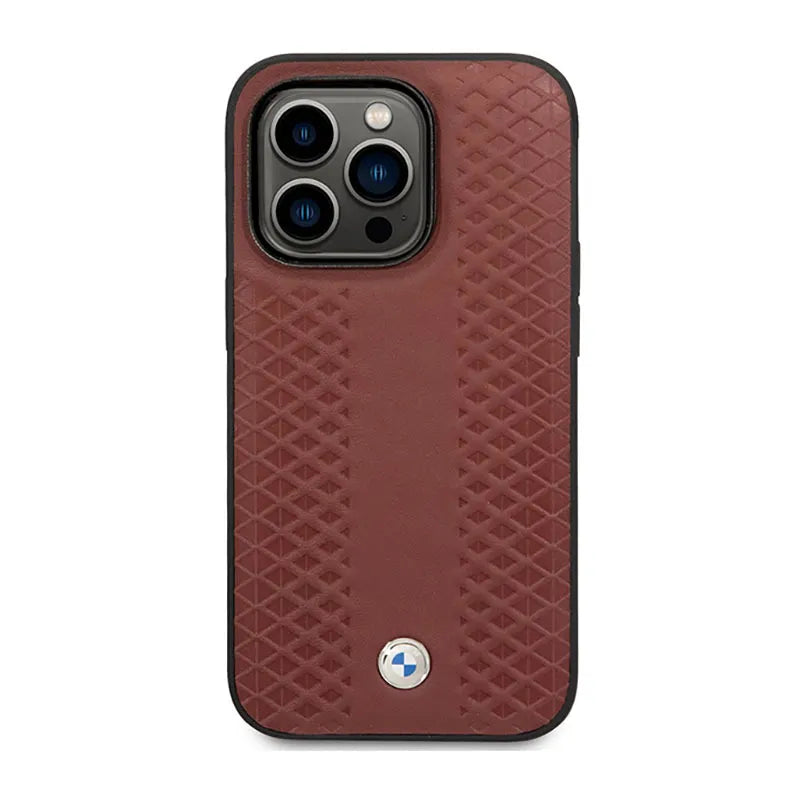 BMW Leather Diamond Pattern – dėklas iPhone 14 Pro (Burgundian)