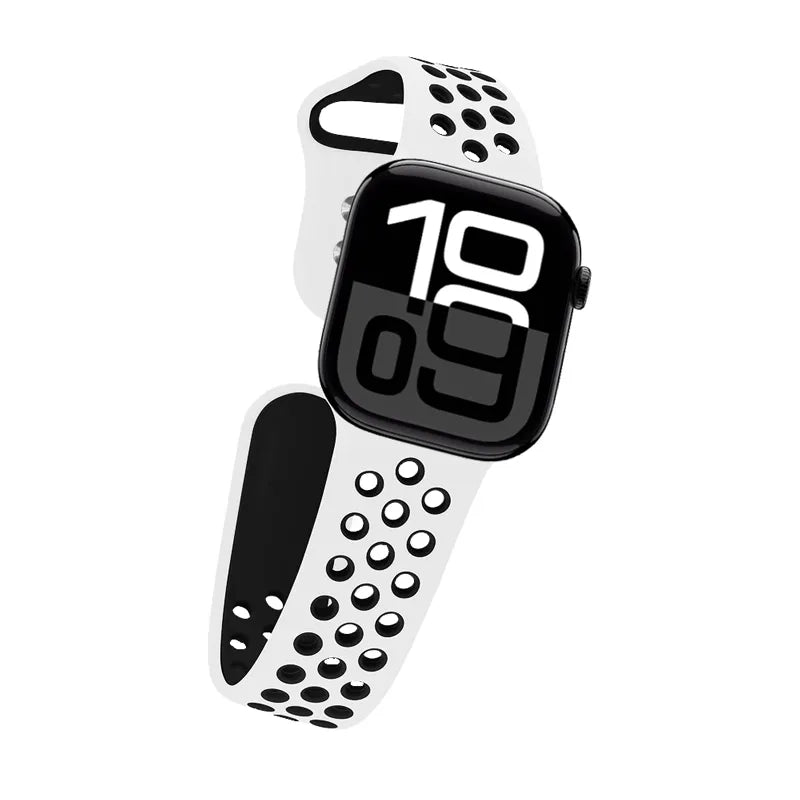 Crong Duo Sport – „Apple Watch“ dirželis 38/40/41/42 mm (baltas/juodas)