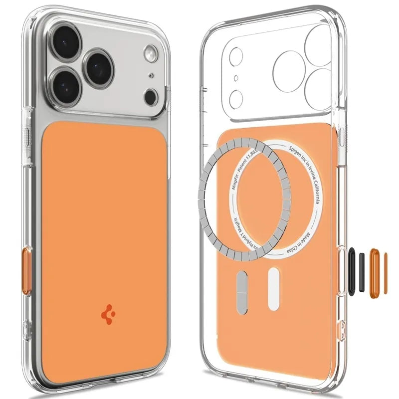 Spigen Ultra Hybrid T Mag MagSafe – dėklas, skirtas iPhone 18 Pro Max / 17 Pro Max (blizgi oranžinė spalva)