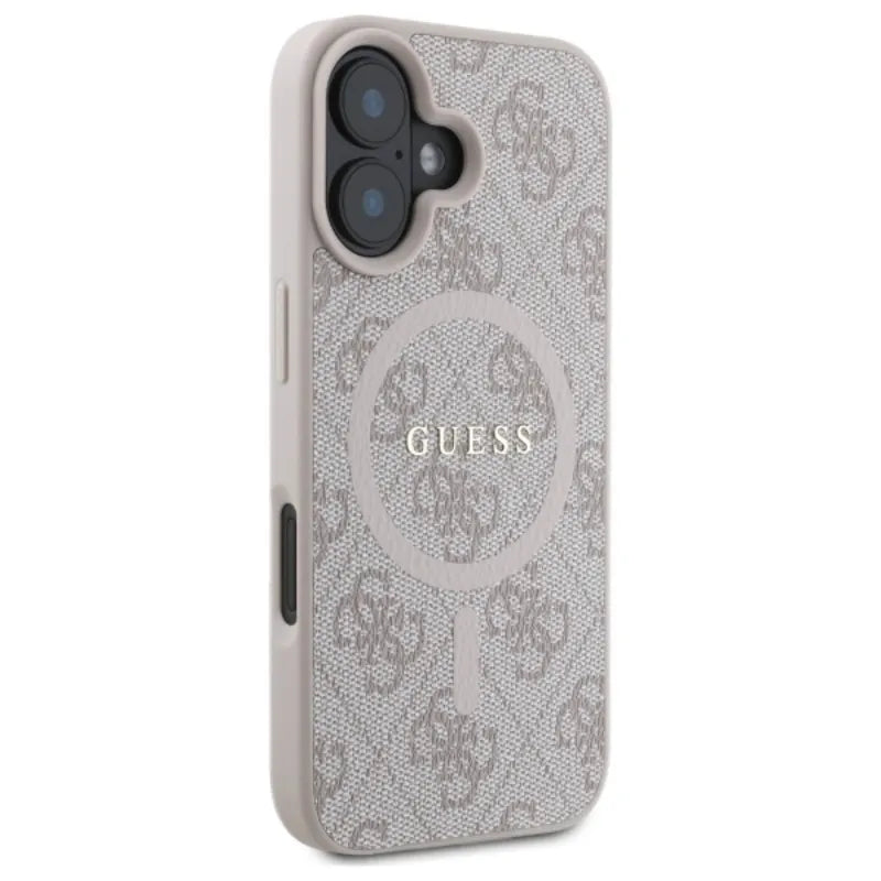 Guess 4G Ring Classic Logo MagSafe – dėklas, skirtas iPhone 16 (rožinis)